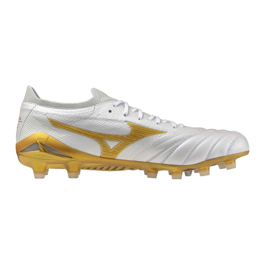 Korki Mizuno Morelia NEO IV β Japan – Biały / Złoty / Szary – FG