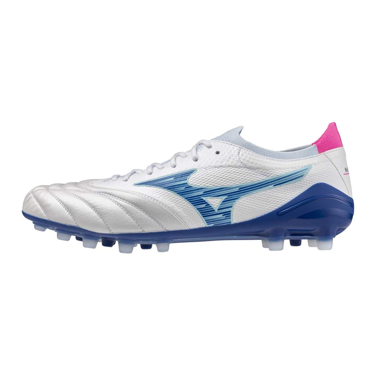 Korki Mizuno Morelia NEO IV β Elite – Biały / Niebieski / Różowy – AG